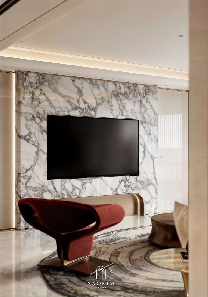 Thiết kế nội thất phòng khách tinh giản tại căn hộ BRG Diamond Residence
